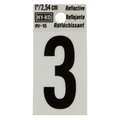 Hy-Ko 1.25In Reflective Number 3, 10PK B00366
